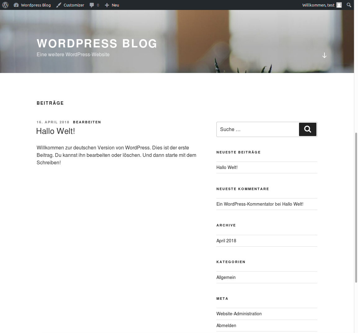 Frontend von Wordpress