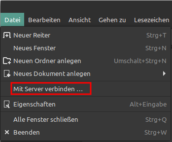 Dateimanager Nemo - Mit Server verbinden