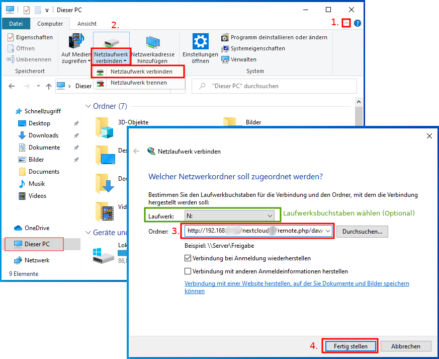 Windows Datei-Explorer - Netzlaufwerk verbinden